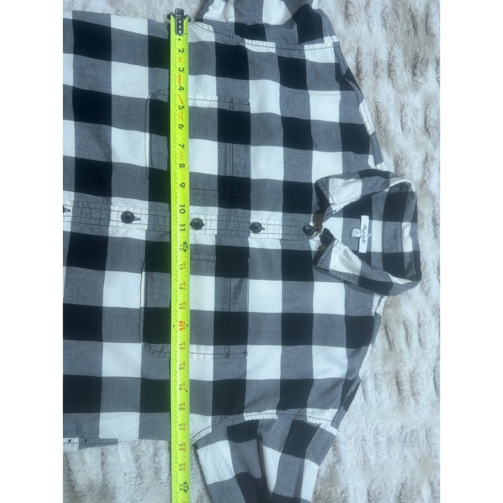 Madewell Buffalo Check Flannel Shirt Womens Medium Black White Plaid Button Down - Picture 5 of 6